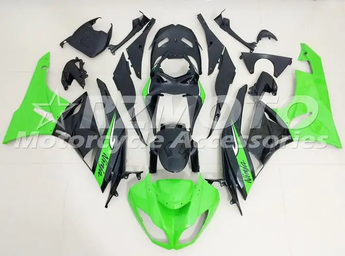 Литьевая Форма ABS обтекатель комплект подходит для Kawasaki ZX6R 2009 2010 2011 2012 Обтекатели ZX-6R 09 10 11 12 ниндзя 636 Зеленый Черный FR