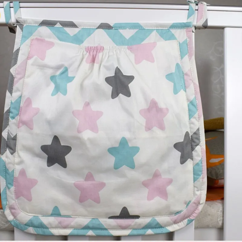 Sac de rangement suspendu pour berceau 30*30 cm | Organiseur de jouets de chevet de bébé, grande poche en coton pour bébé, ensemble d'accessoires de lit