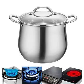 

Household 304 Stainless Steel Soup Pot, Extra-high with Double Bottom and Thick Stew Pot Cookware Kitchen Pots Hot Pot 2.5-9L