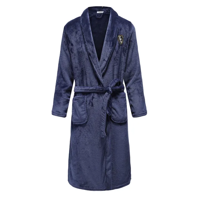 Flannel Men Nightwear Negligee Winter Coral Fleece Gown Sleepwear Home Clothing Thick Bathrobe Belt Pocket Nightgown