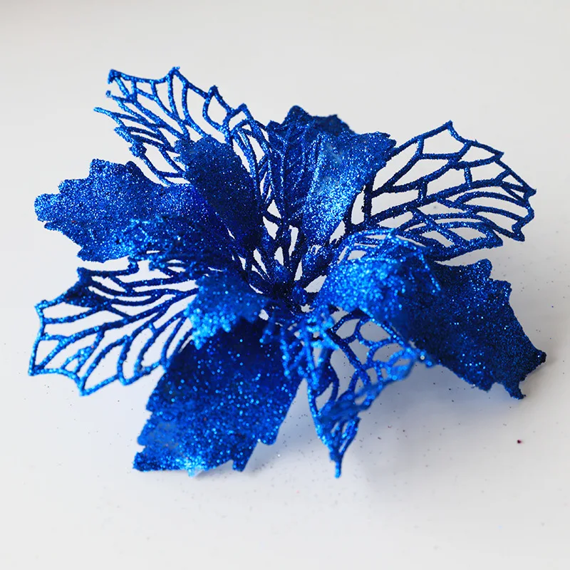 Christmas Flower Christmases Green Onion Powder With Openwork Flower Christmas Tree Wreath Decoration Pendant Ornament - Цвет: Blue