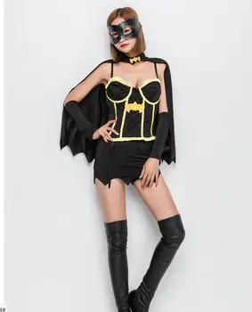 

Free Shipping hot black batman costume adult batgirl women halloween costumes for women sexy superhero cosplay mask cape custom