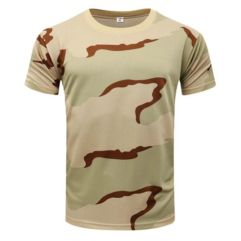 Sport T Shirt Outdoor Camouflage Shirts Camping Tactical T-shirts Men Hiking Hunting Quick Dry Short Sleeve Army Camo Military Airsoft Shirts