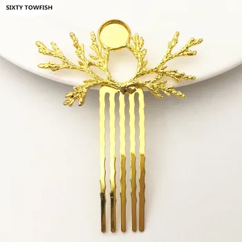 

10 Pieces/lot 58X72mm Alloy Silver/Gold/ Kc Gold color Fancy Hair Combs Fashion Hairwear Jewelry Settings Finding