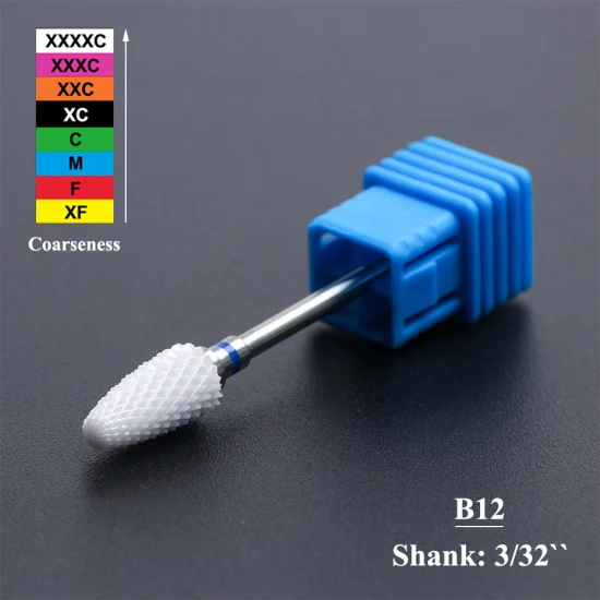 B12 STZ, 1 шт., керамический сверло для ногтей, для электрического маникюра, Ротационные заусенцы, фрезы для ногтей, педикюр, инструмент для ухода, пилка, аксессуары, B01-23 - Цвет: B12