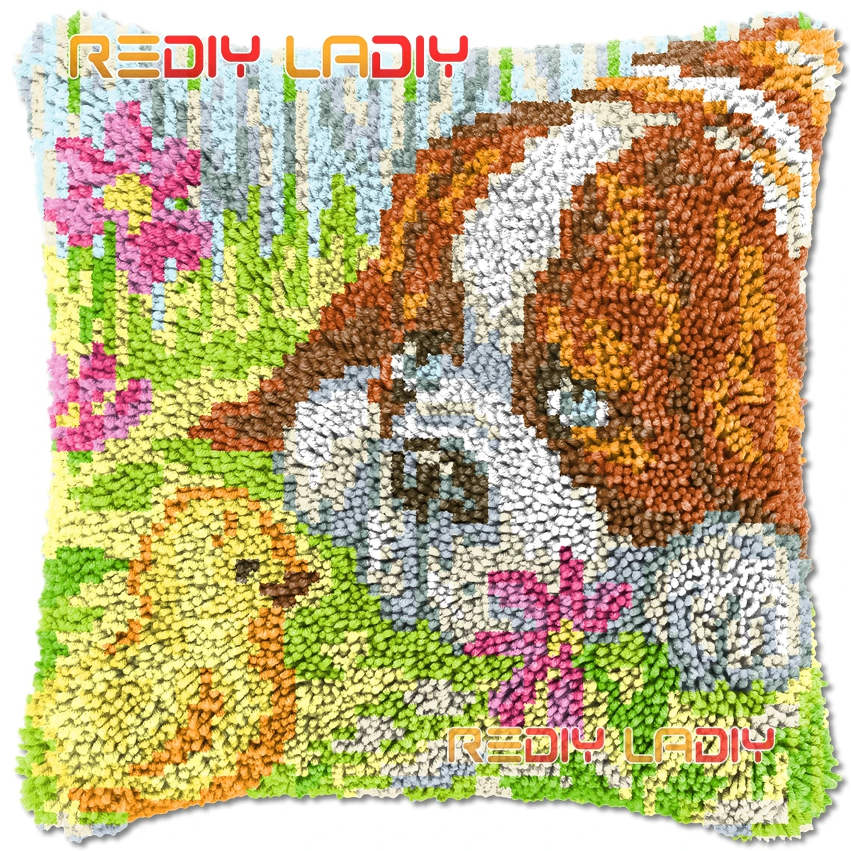 Latch Hook Cushion Cover Puppy Dog Needlepoint Kits Chunky Acrylic Yarn Crocheting Pillow Case Arts & Crafts
