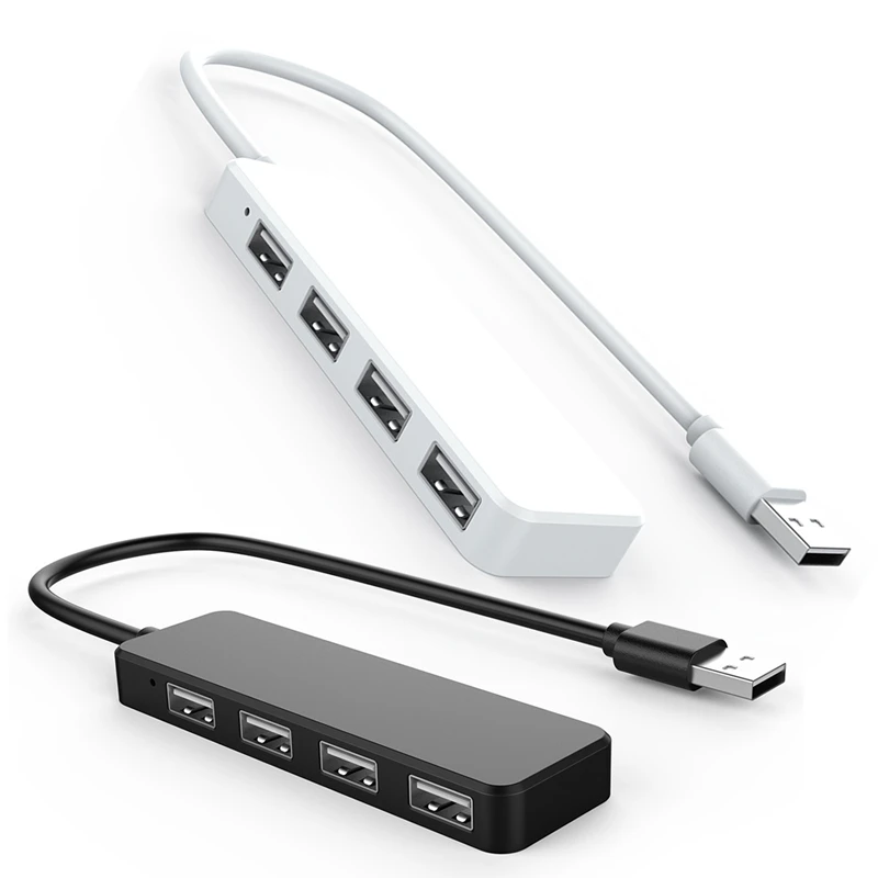 AAAJ-2Pcs ультра тонкий usb-хаб 4-Порты и разъёмы USB 2,0 концентратор белого и черного цвета