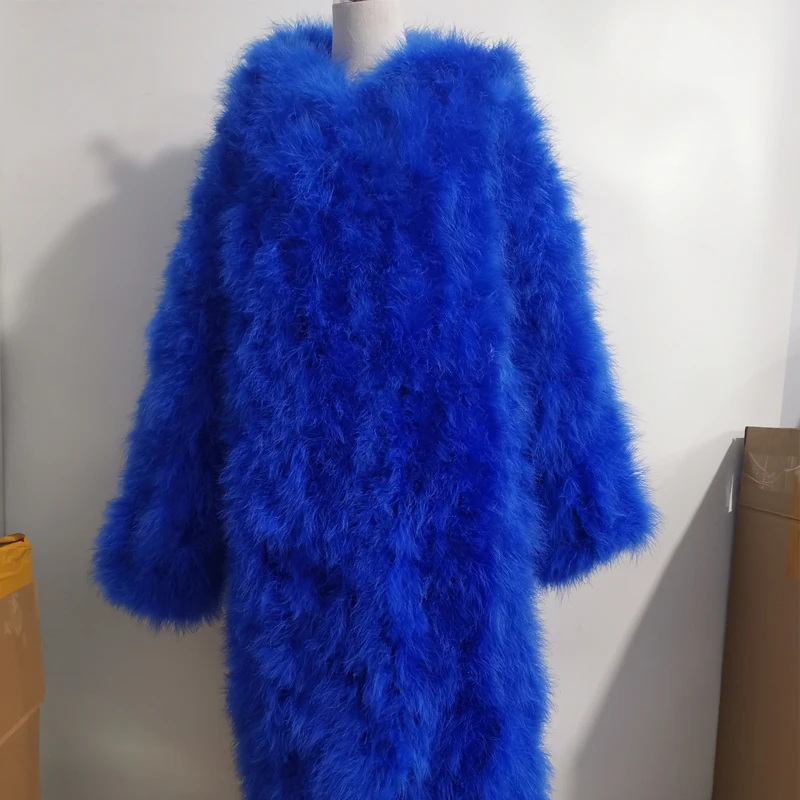 Lange Marabou-Jacke mit Flauschigen Federn, Winter-Damenbekleidung, Oberbekleidung, Warmer Mantel, Abendgarderobe, Geschenk für die Ehefrau, Türkische Federn – Detail 11