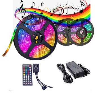 

Music Control LED Strip Light RGB5050 30Leds/M Lights Music Sync Color Changing LED Lights Strip 5M 10M 44 Key IR Controllor
