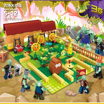 

595PCS Building Blocks Bricks Set Plants Vs. Zombies Farm Game Toys for Girls Boys Children Model Kit Gift DIY