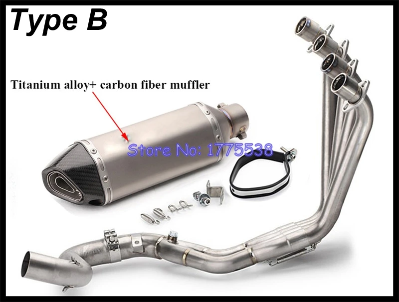 Титановый сплав CBR650 CBR650F CB650F- мотоцикл Выхлопная полная система передний коллектор Труба углеродного волокна мотоцикл глушитель - Цвет: Type B