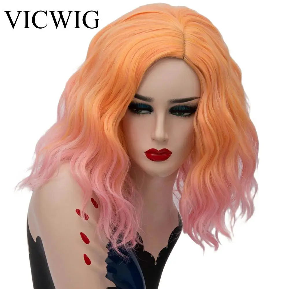 orange and white wig
