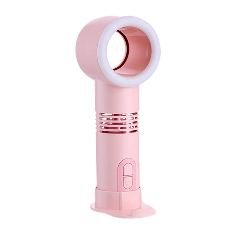 

USB Handheld Mini Cooler Leafless Fan Rechargeable Portable Desktop Lighted Air Cooler Three Tooth Leafless Fan
