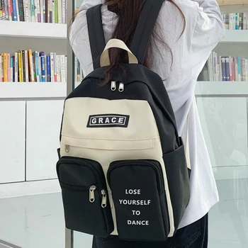 

Retro port style 2020 new large-capacity backpack schoolbag female backpack