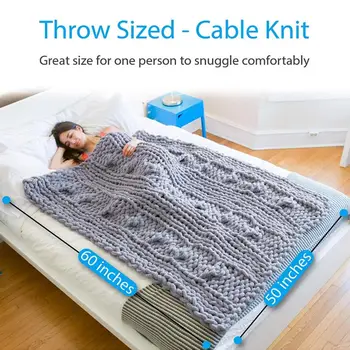 

120-150 Cm Chunky Knitted Throw Blanket Cozy Polyester Chenille Blankets For Bed Couch Sofa