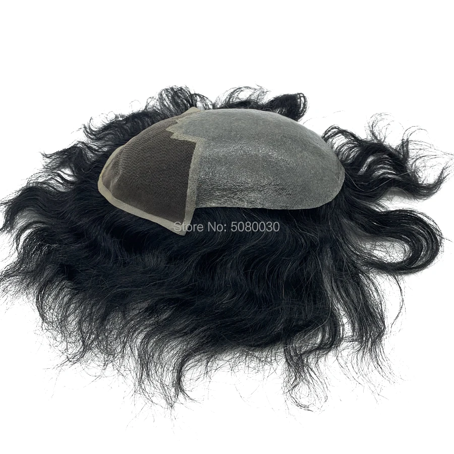 Изготовление на заказ спереди французское кружево с ПУ мужчины замена волос накладка из искусственных волос для мужчин