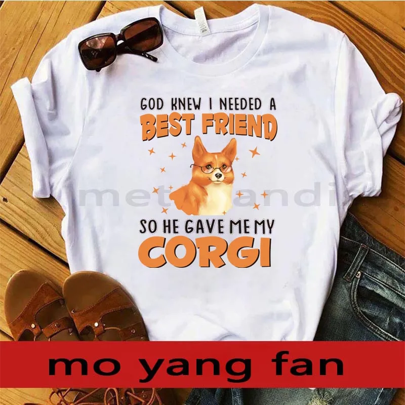 Футболка большого размера с рисунком God Gave Me My Corgi 2020 зеленая летняя футболка