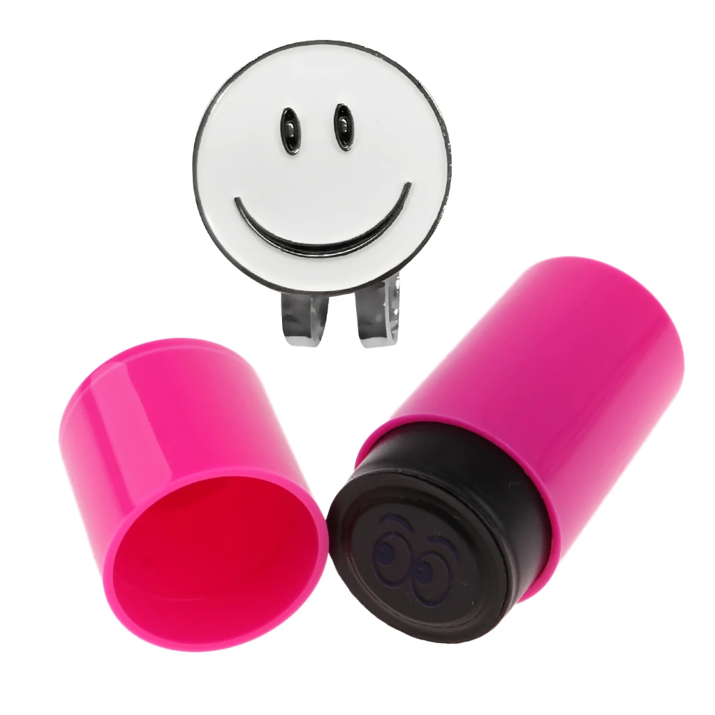 Smile Face Golf Ball Marker with Magnetic Hat Clip Golf Ball Stamper Golfer Gift Accessories for Club Giveaways Prize Keepsake