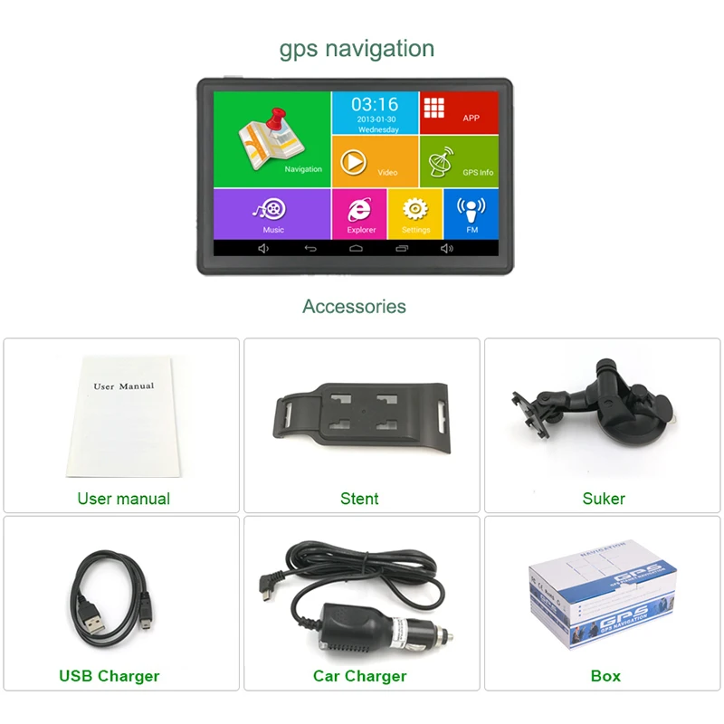 Anfilite 7 дюймовый автомобильный GPS навигатор 800*480 512M 16GB Android MT8127 четырехъядерный Cortex