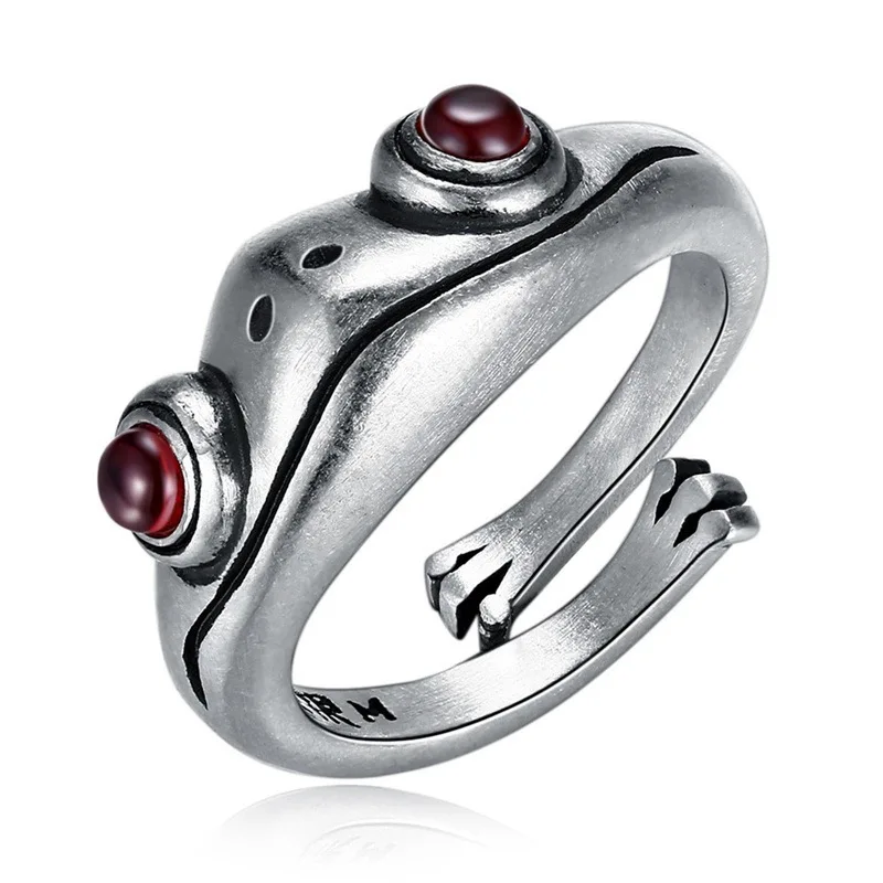 Anillo con forma de rana para hombre y mujer, sortija abierta con dibujos animados de rana, estilo Retro Punk, Animal, anillo con figura, joyería bohemia de Hip Hop para fiesta