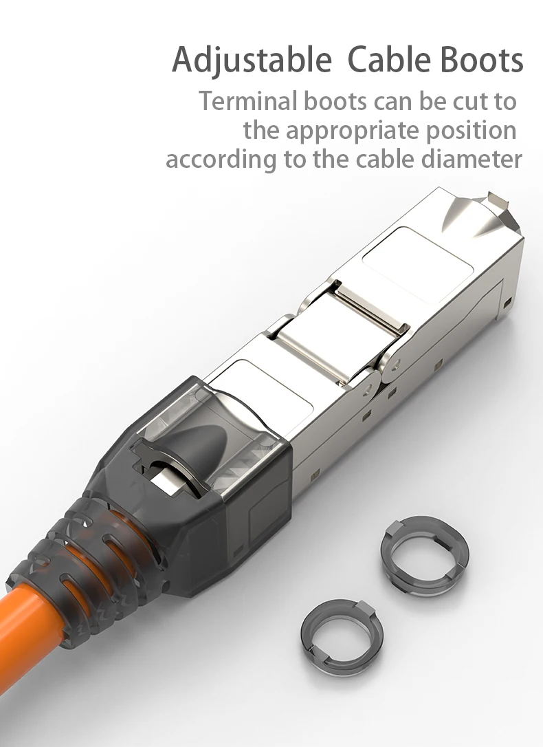 Tool-less RJ45 LAN Cable Extension Connector - Cat5e, Cat6A, Cat7 Network Extender Junction Adapter Description Image.