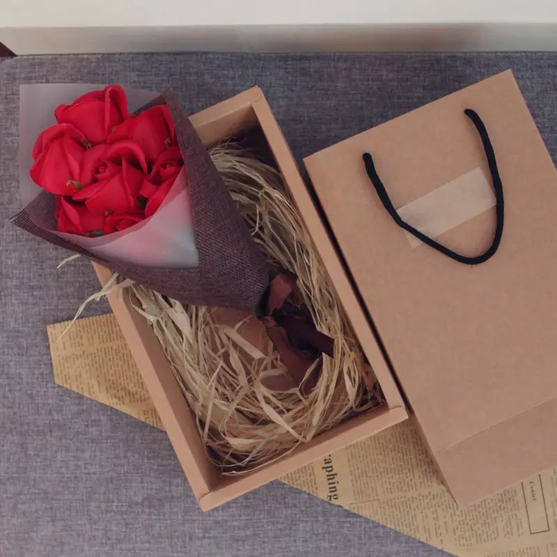 

7 Heads Creative Soap Rose Bouquet With Hardcover Box For Mother's day Valentine's Day Gift Birthday Party Decorations 1