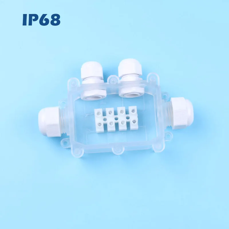 IP68 прозрачный Водонепроницаемый Пластик наружный кабель провода Разъем Железы электрическая 4-кабель распределительная коробка с терминал для ПК
