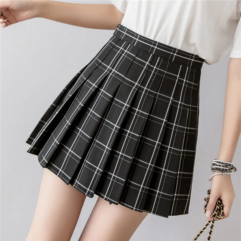 Весенне-летние новые мини-юбки с высокой талией, черная, розовая клетчатая плиссированная короткая юбка с подкладкой, корейский стиль, школьная шикарная юбка