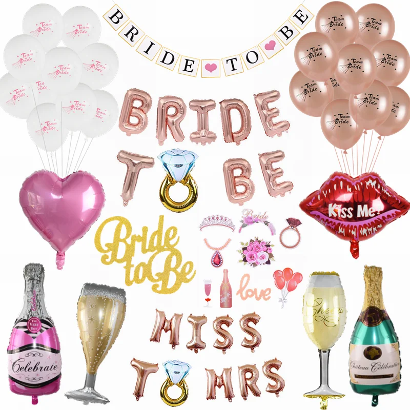 Wedding Decoration Team Bride To Ballon Bridal Shower Mr Mrs Banner Engagement Hen Bachelorette Party DIY Decor Supplies | Дом и сад