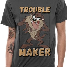 Taz Trouble Maker, Официальный Тасманский дьявол, Looney Tunes, серая мужская футболка с рисунком, Мужская футболка унисекс, новая модная футболка