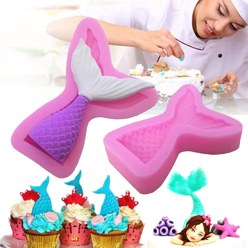 Помадка торт плесень сахар хвост русалки выпечки Sugarcraft рыбы Декор