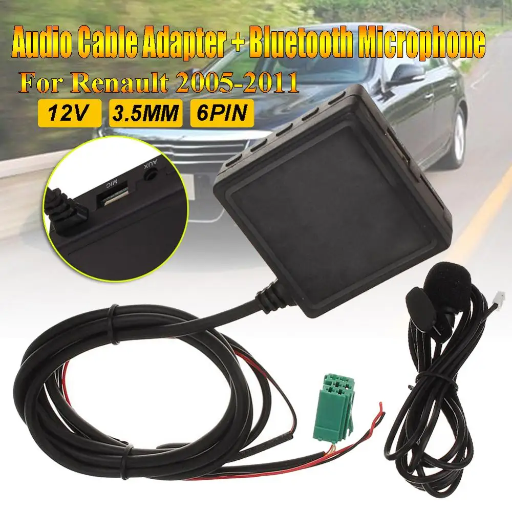 6Pin 3 5 мм AUX TF USB микрофон bluetooth адаптер стерео кабель для Renault 2005-2011 | Автомобили и