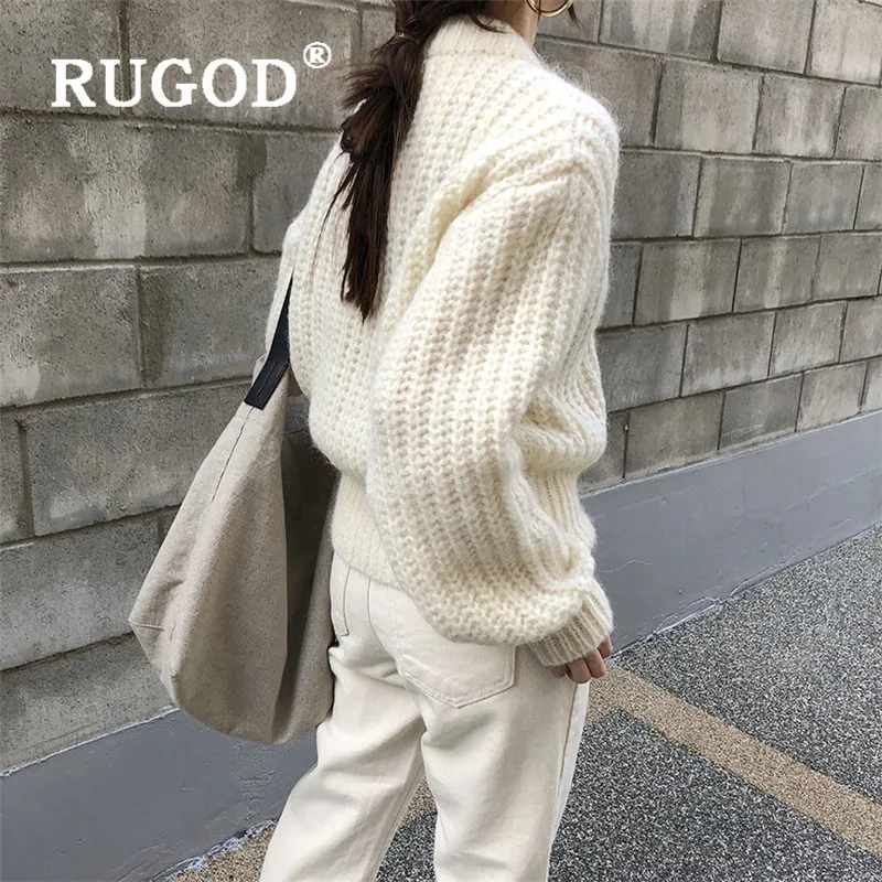 RUGOD полый Однотонный свитер с круглым вырезом пуловер Simplee джемпер Зимние Топы для женщин Элегантный трикотаж размера плюс корейский стиль