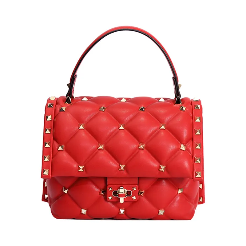 

Famous Designer Brand Women Handbags High Quality Rivet Diamond Lattice Shoulder Messenger Bags Channel Louis Bags