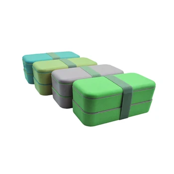 

Lunch Box Japanese Bento Box Wheat Straw Degradable Material Double-layer Combination Portable Food Container Storage