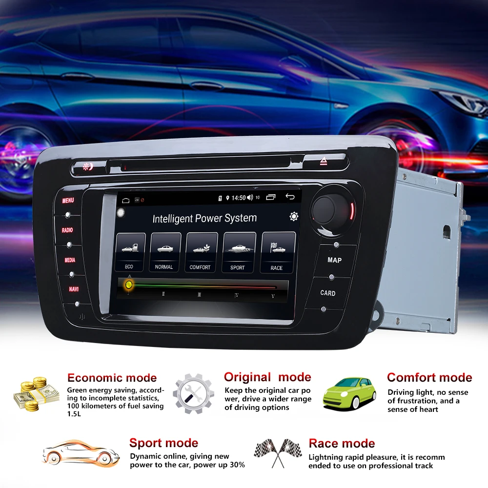 Discount Double 2 Din Android 8.1 Car DVD Player Stereo Radio WIFI Bluetooth 6.2"HD TouchScreen GPS Navigation Multimedia for Seat Ebilza 3