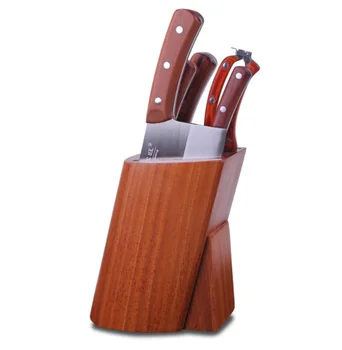 

Set of six kitchen knives with wooden handle and wooden handle
