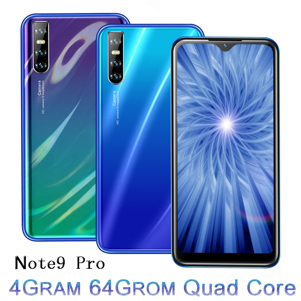 Примечание: 9 Pro смартфонов капли воды Экран 6 26 дюймов 4G Оперативная память 64G