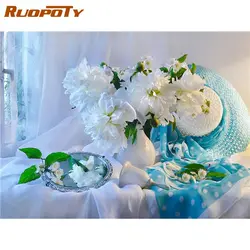 RUOPOTY – peinture acrylique par numéros pour adultes, cadre de bricolage, fleur, image par numéros, peinture acrylique sur toile, décoration de maison 