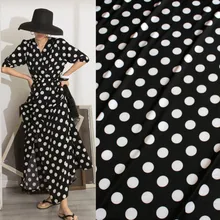 Полуметровая черная нижняя часть с белым круглым вырезом в горошек диаметром 3 см шифоновая ткань с рисунком эластичная для платья рубашка детская одежда T838