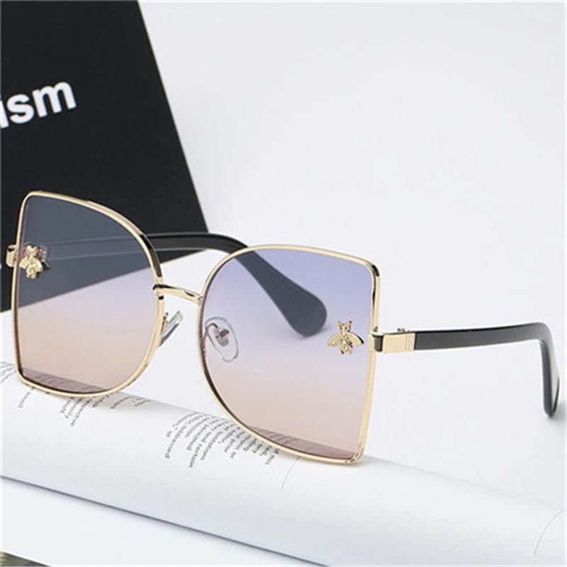 Square circle Fashion Women Small Bee Sunglasses Colourful Rivet Glasses Female Male Outdoor Traveling Eyeglasses UV400