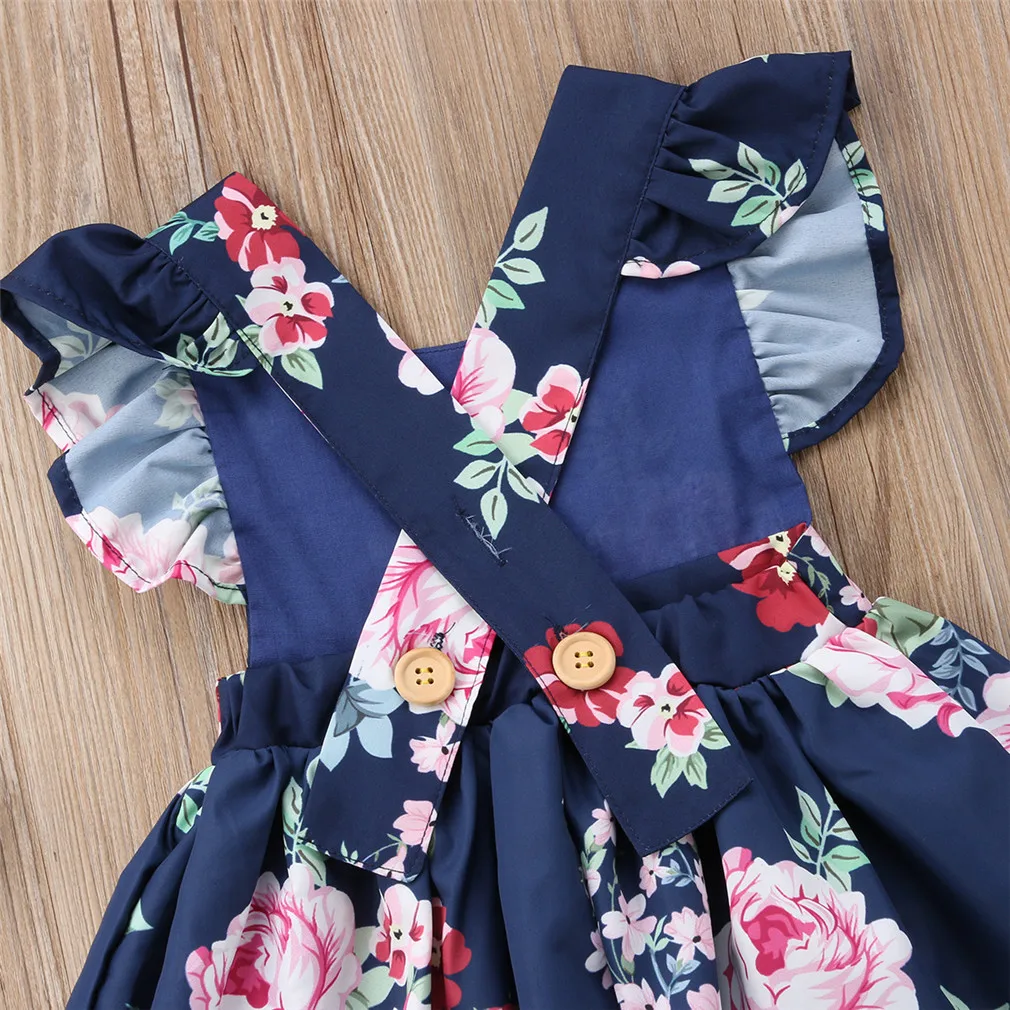Милое праздничное платье-пачка с открытой спиной и цветочным принтом для маленьких девочек, сарафан, одежда, От 0 до 4 лет
