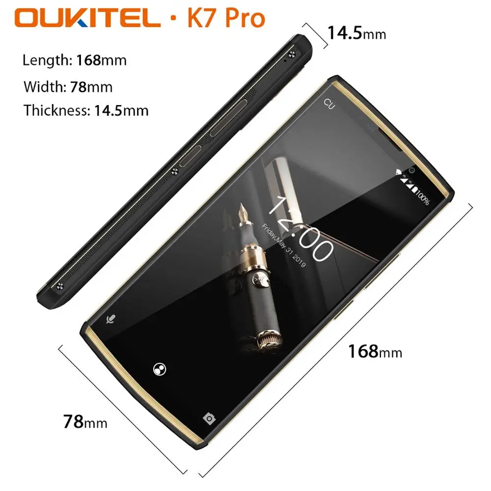 OUKITEL K7 Pro Смартфон Android 9,0 MT6763 Восьмиядерный 4 Гб ОЗУ 64 Гб ПЗУ 6," FHD+ 18:9 10000 мАч отпечаток пальца 9 В/2 а мобильный телефон