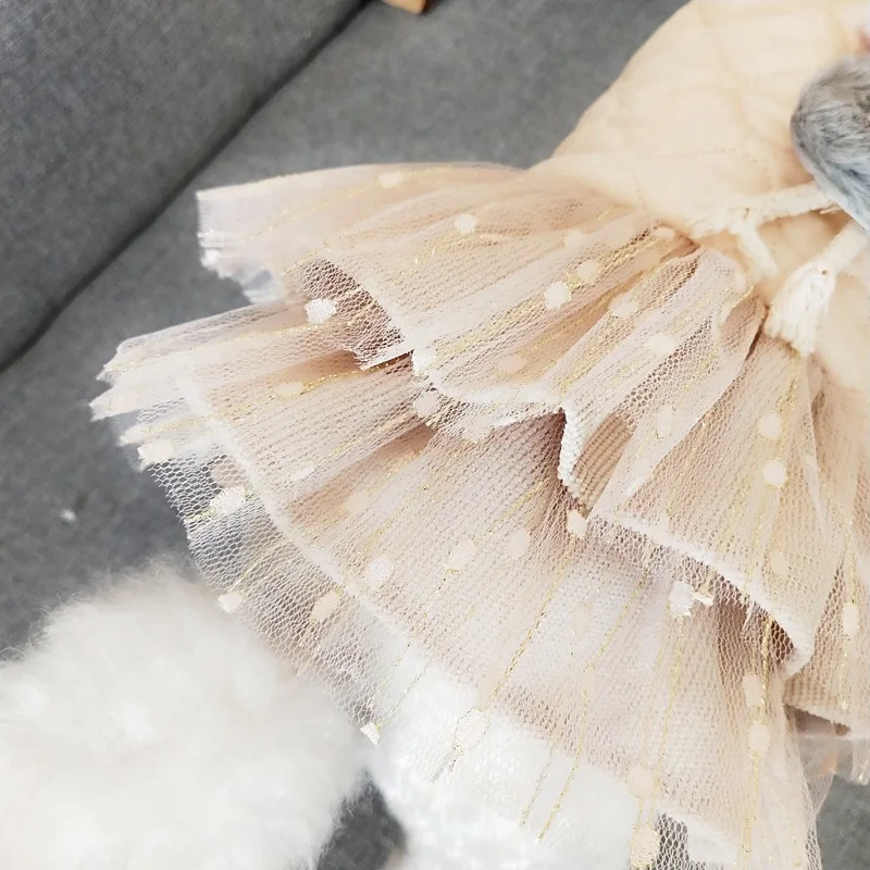 Одежда для домашних животных новейшее осенне-зимнее платье с кружевным сетчатым дизайном в стиле принцессы розовая, желтая разноцветная юбка для домашних собак