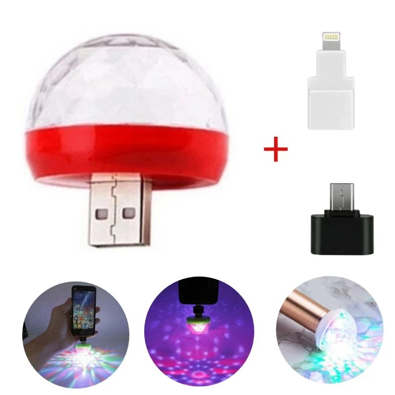 

Disco Lighting Mini Portable Mobile Phone LED USB Light Stage Disco Lights Family Reunion Magic Ball Party Club Christmas Gifts