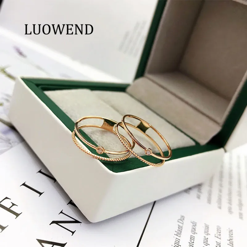 LUOWEND розовое золото 18 карат прекрасный Женское Обручальное Кольцо