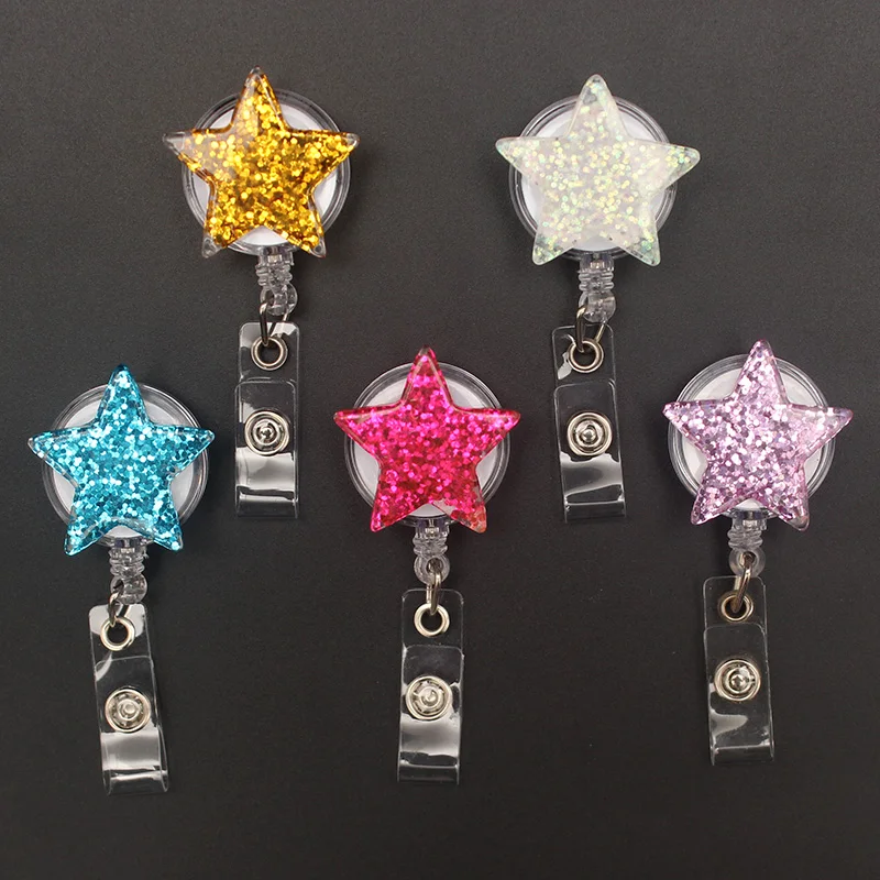 

По с блестящими звездочками на Стиль выдвижной брелок для ключей для медсестра и доктор держатель для карт для офиса и работы, поставляется для больниц мальчик и девочка визитная карточка