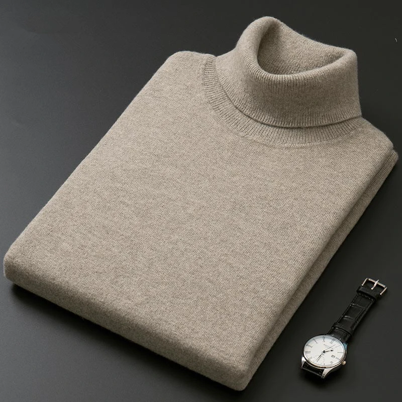 Cashmere and Cotton Blend Turtleneck Men's Pullover 2021 Autumn Winter Soft Warm Bottoming Knitted Sweater | Мужская одежда