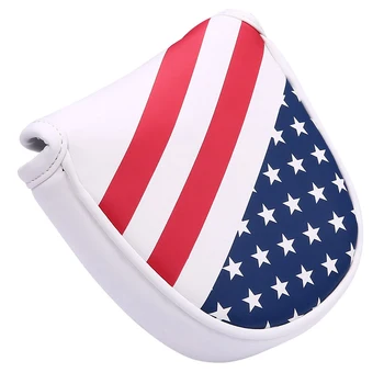 

Universal Thick Replacement Golf Headcover PU Leather Magnetic Closure Flag Style Club Protector Durable Putter Cover Mallet