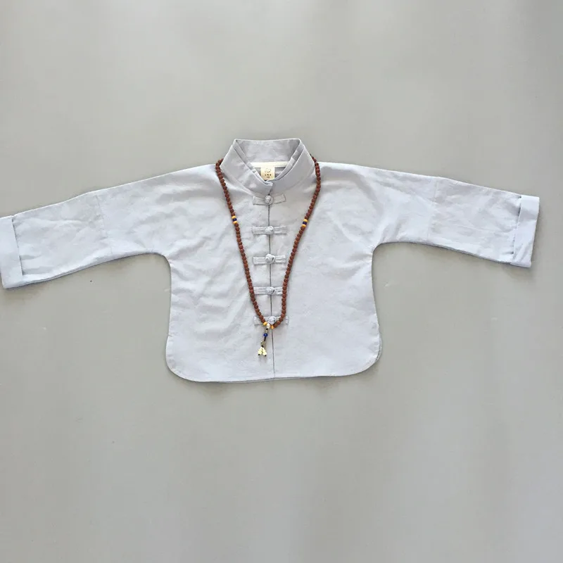 Poetry Bai Luo Children Autumn New Style Chinese Costume Baby Chinese-style Chinese Clothing BOY'S Long Sleeve Cotton Frog Tops